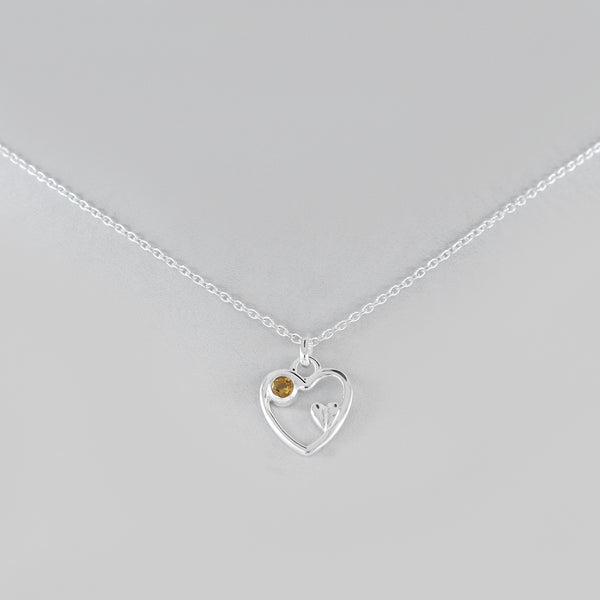 925 Silver Citrine Cut Heart Shape Necklace