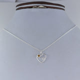 Citrine Cut Round Necklace, 925 Solid Silver Heart Shape Necklace