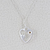 Citrine Cut Round Necklace, 925 Solid Silver Heart Shape Necklace