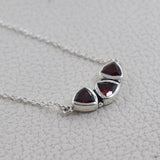 Trillion Cut Natural Garnet Sterling Silver Chain Necklace Jewelry