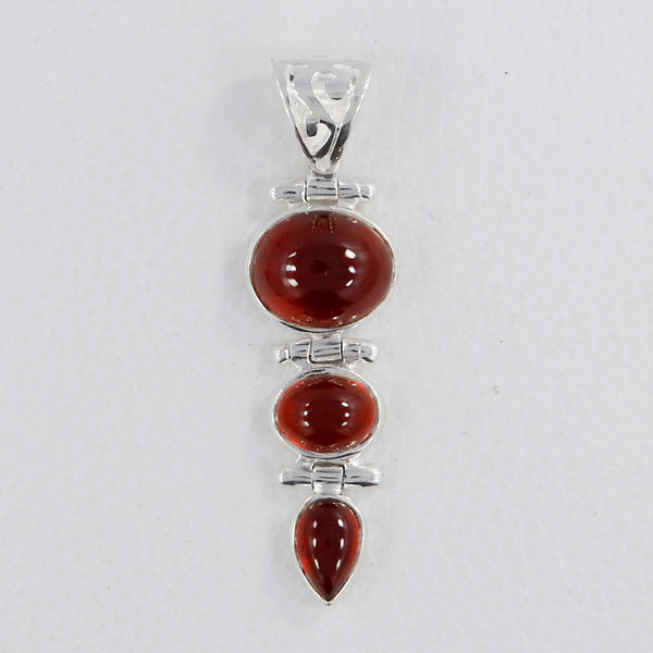 925 Sterling Silver Hessonite Cab Pendant
