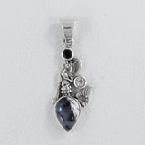 Dendritic Opal, Black Onyx, Crystal Mermaid Pendant