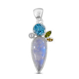 Rainbow Moonstone Gemstone Silver Pendant