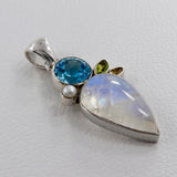 Rainbow Moonstone Gemstone Silver Pendant