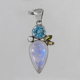 Rainbow Moonstone Gemstone Silver Pendant