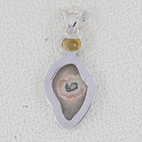 Amethyst Slice With Citrine Gemstone  Pendants