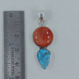 Arizona Turquoise With Red Agate Soy Gemstone Pendant