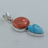 Arizona Turquoise With Red Agate Soy Gemstone Pendant