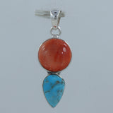 Arizona Turquoise With Red Agate Soy Gemstone Pendant