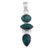 Tibetan Turquoise Gemstone Silver Pendant