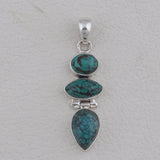 Tibetan Turquoise Gemstone Silver Pendant