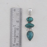 Tibetan Turquoise Gemstone Silver Pendant