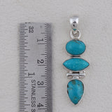 Tibetan Turquoise Gemstone Silver Pendant