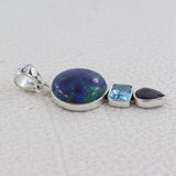 Azurite-Malachite Silver Designer Pendant