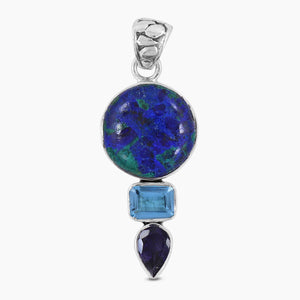 Azurite Malachite Silver Pendants