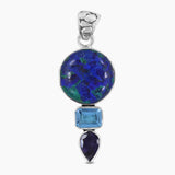 Azurite Malachite Silver Pendants