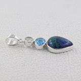 Azurite Malachite With Multi Color Gemstone Silver Pendant