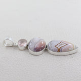 Crazy Lace Agate, Rose Quartz Sterling Silver Pendant