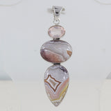 Crazy Lace Agate, Rose Quartz Sterling Silver Pendant