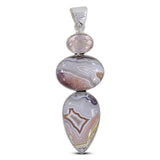 Crazy Lace Agate, Rose Quartz Sterling Silver Pendant