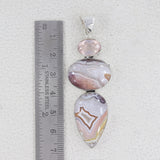 Crazy Lace Agate, Rose Quartz Sterling Silver Pendant