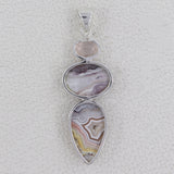 Crazy Lace Agate, Rose Quartz Sterling Silver Pendant