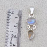 Rainbow Moonstone Silver Pendant