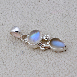 Rainbow Moonstone Silver Pendants