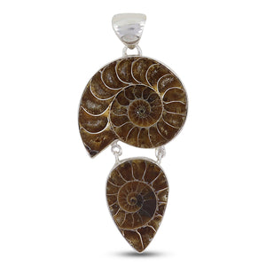 Natural Ammonite Fossil Silver Pendant