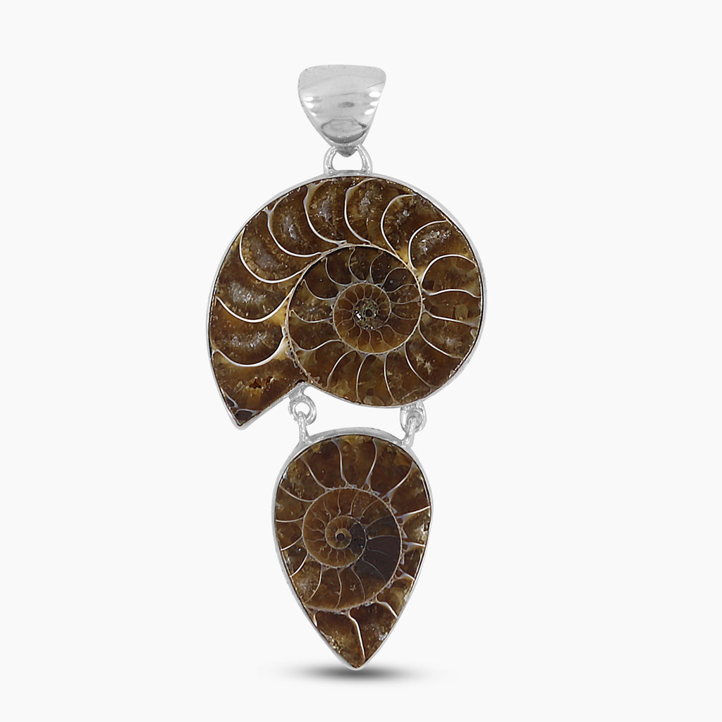 Natural Ammonite Fossil Silver Pendants
