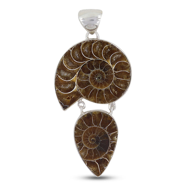 Natural Ammonite Fossil Silver Pendant