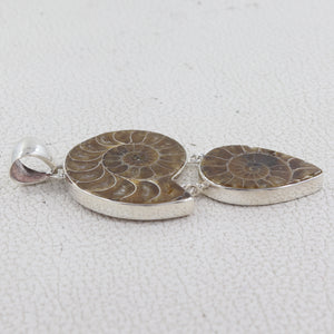 Natural Ammonite Fossil Silver Pendant