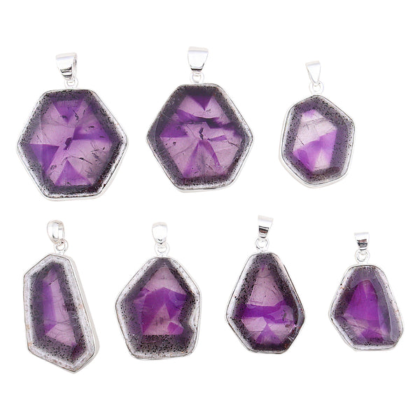 925 Silver Amethyst Cristal Quartz Pendant