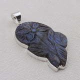 Carving Labradorite Gemstone Pendant in 925 Sterling Silver