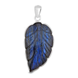 Carving Labradorite Gemstone Pendant in 925 Sterling Silver