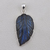 Carving Labradorite Gemstone Pendant in 925 Sterling Silver