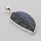 Carving Labradorite Gemstone Pendant in 925 Sterling Silver