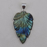 Carving Labradorite Gemstone Pendant in 925 Sterling Silver