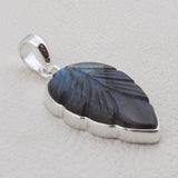 Carving Labradorite Gemstone Pendant in 925 Sterling Silver