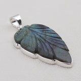 Carving Labradorite Gemstone Pendant in 925 Sterling Silver