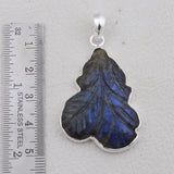 Carving Labradorite Gemstone Pendant in 925 Sterling Silver