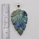 Carving Labradorite Gemstone Pendant in 925 Sterling Silver