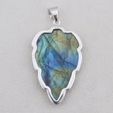 Carving Labradorite Gemstone Pendant in 925 Sterling Silver