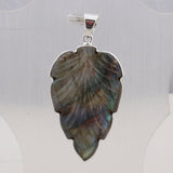 Carving Labradorite Gemstone Pendant in 925 Sterling Silver