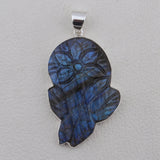 Carving Labradorite Gemstone Pendant in 925 Sterling Silver