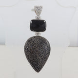 Natural Utha Agate Pendant With Black Onyx Silver Pendant