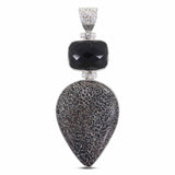 Natural Utha Agate Pendant With Black Onyx Silver Pendant