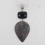 Natural Utha Agate Pendant With Black Onyx Silver Pendant