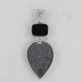 Natural Utha Agate Pendant With Black Onyx Silver Pendant