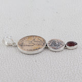 Old Coin & Garnet Silver Pendant